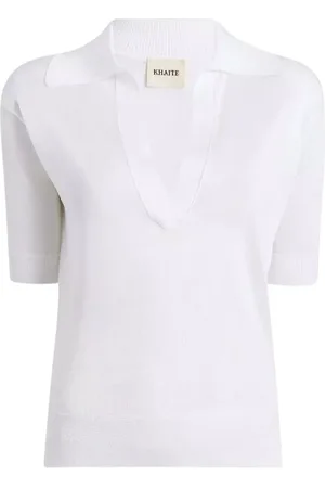 Khaite Blouses & Shirts, Dames, Wit, S, Witte V-hals T-shirt Julita