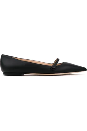 Prosperine Schoenen, Dames, Zwart, 38 EU, Leer, Nappa ballerina met leren knoopdetail
