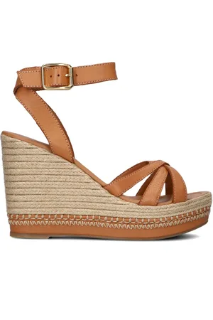 Unisa Schoenen, Dames, Bruin, 40 EU, Leer, Cognac Sleehak Sandalen voor Vrouwen