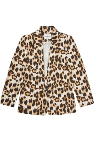 Munthe Jassen, Dames, Bruin, XL, Luipaardprint Blazer met Elegant Design
