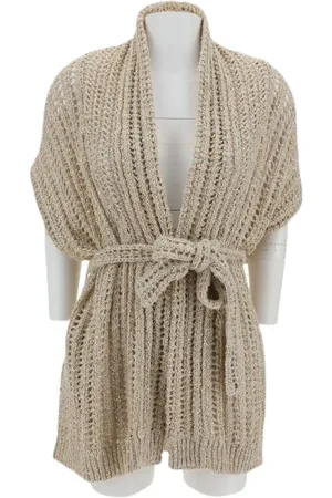 Brunello Cucinelli Truien, Dames, , L, Pailletten, Geperforeerde vest met pailletten