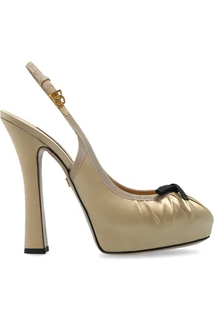 Dolce & Gabbana Schoenen, Dames, Geel, 39 EU, Leer, Satin platform schoenen