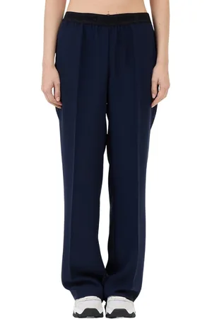 ERMANNO SCERVINO Broeken, Dames, Blauw, L, Polyester, Chique Blauwe Broek met Elastische Taille