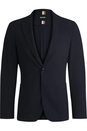 HUGO BOSS Jassen, Heren, Blauw, M, Blauwe Jassen met Klassieke Revers