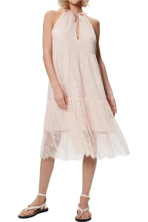 Twin-Set Kleedjes, Dames, Roze, S, Bloemen Kant Midi Jurk