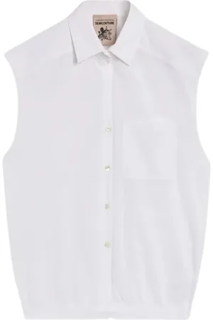 SEMICOUTURE Blouses & Shirts, Dames, Wit, S, Katoen, Katoenen vest met klassieke kraag