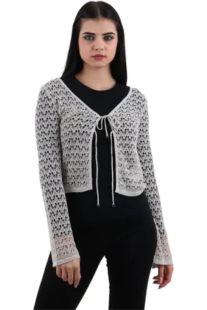 Guess Truien, Dames, Grijs, S, Polyester, Lurex Openwork Trui - V-Hals