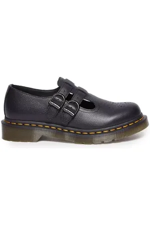 Dr. Martens Schoenen, Dames, Zwart, 36 EU, Leer, Zwarte leren platte schoenen damescollectie