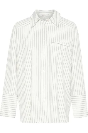 Karen by Simonsen Blouses & Shirts, Dames, Wit, 2Xs, Gestreept Lang Shirt Bright