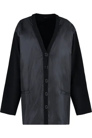 Aspesi Truien, Dames, Zwart, S, Wol, Cardigan met gewatteerd voorpand