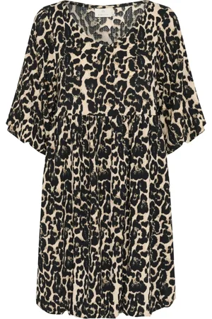 Kaffe Kleedjes, Dames, Veelkleurig, S, Luipaardprint Ballonjurk