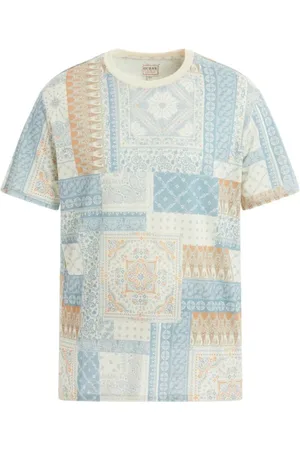Guess Tops, Heren, Veelkleurig, S, Katoen, Bedrukt T-shirt met korte mouwen