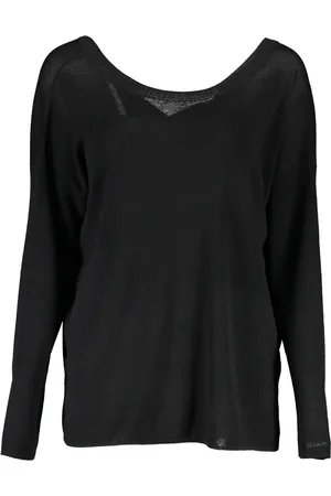 GANT Truien, Dames, Zwart, S, Zwarte Dames Trui Lange Mouw Ronde Hals