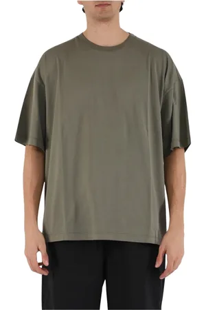 Roberto Collina Tops, Heren, Groen, XL, Katoen, Katoenen oversized T-shirt met ribafwerking