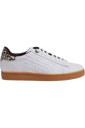 EA7 Schoenen, Dames, Wit, 38 2/3 EU, Leer, Beige Leren Sneaker Dames Collectie