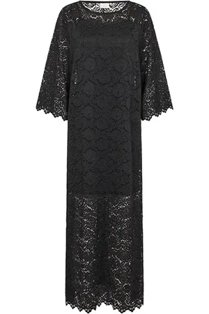 Kaffe Kleedjes, Dames, Zwart, S, Elegante Kant Jurk Zwart Diep