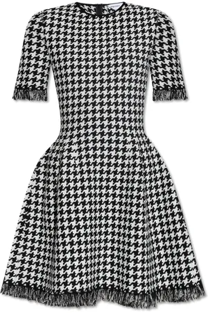 Alexander McQueen Kleedjes, Dames, Zwart, M, Polyester, Gestreepte jurk