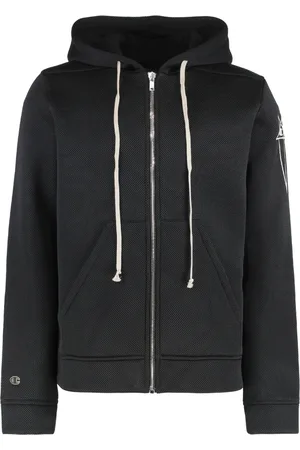 Rick Owens Sweatshirts & Hoodies, Heren, Zwart, L, Polyester, Contrasterend Logo Volledige Rits Hoodie