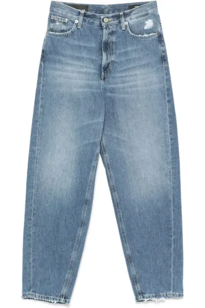 Dondup Jeans, Dames, Blauw, W25, Blauwe Jeans met Voorknoopsluiting