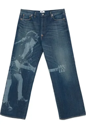 JUNYA WATANABE Jeans, Heren, Blauw, L, Blauwe Jeans met knoopsluiting