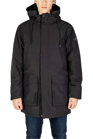 Replay Mantels, Heren, Zwart, L, Zwarte Winter Parka Jas