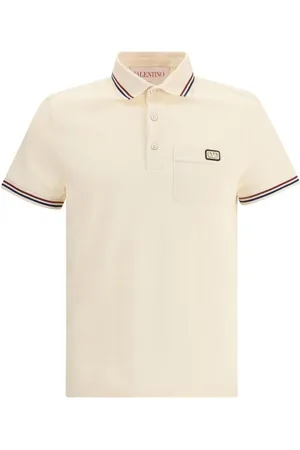 VALENTINO Tops, Heren, , XL, Katoen, Polo Shirt met Ribboord Kraag en Zak