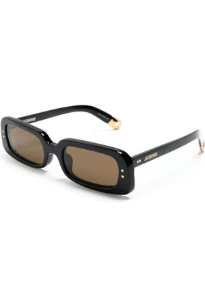 Jacquemus Accessoires, Dames, Zwart, ONE Size, Zwarte Rechthoekige Zonnebril UV-Beschermend