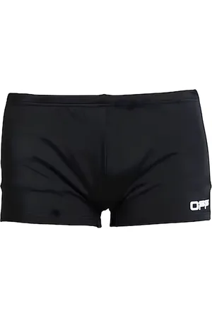 OFF-WHITE Badkleding, Heren, Zwart, L, Nylon, Mannen Boxer Kostuum met Logo Print