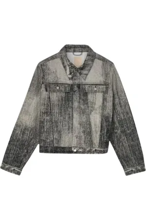 Camper Jassen, Heren, Grijs, M, Denim, Zwarte Denim Jack - Paint Stijl