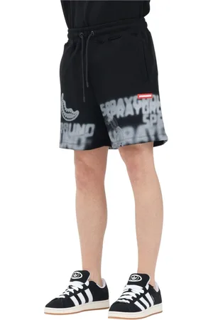 Sprayground Korte broeken, Heren, Zwart, M, Katoen, Urban Smoke Shorts