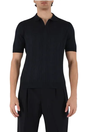 TAGLIATORE Tops, Heren, Blauw, M, Zijden polo