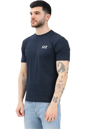 EA7 Tops, Heren, Blauw, 3Xl, Blauw T-shirt met korte mouwen Regular Fit