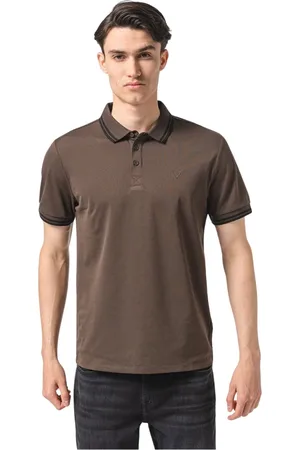 Guess Tops, Heren, Bruin, S, Katoen, Stretch Piqué Katoenen Polo