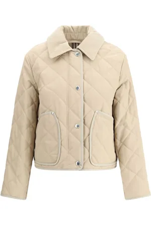 Burberry Jassen, Dames, , L, Katoen, Klassieke Katoenen Jas met Corduroy Kraag