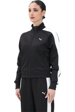 PUMA Sweatshirts & Hoodies, Dames, Zwart, M, Zwarte Zip T7 Sweater