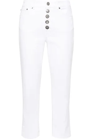 Dondup Jeans, Dames, Wit, W27, Denim, Witte Denim Slim Fit Jeans