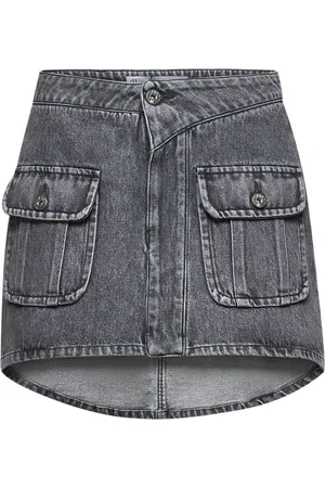 J.W.Anderson Rokken, Dames, Grijs, 2Xs, Katoen, Grijze uitlopende rok met knoopdetails