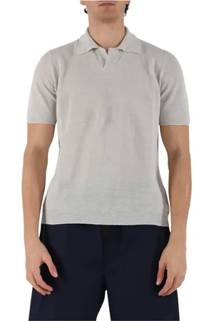 Roberto Collina Tops, Heren, Grijs, 2Xl, Katoen, Katoenen V-hals Regular Fit Polo