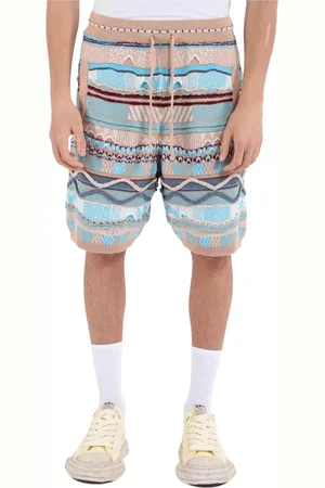 LANEUS Korte broeken, Heren, Veelkleurig, M, Katoen, Hoge taille jacquard katoenen shorts