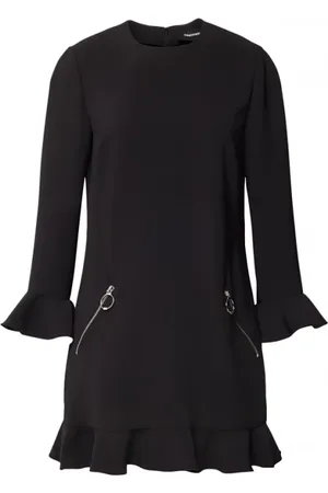Dsquared2 Kleedjes, Dames, Zwart, M, Polyester, Flare Jurk met Ritszakken