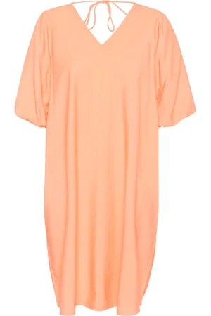 Kaffe Kleedjes, Dames, Oranje, XS, Nylon, Perziknectar Jurk A-lijn Stijl