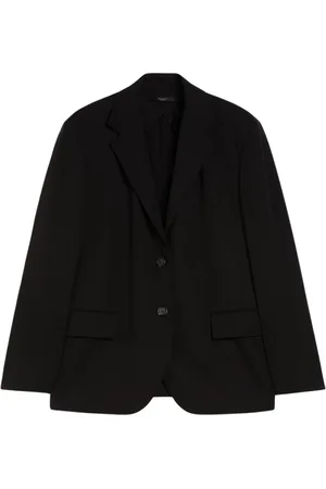 Max Mara Jassen, Dames, Zwart, M, Zwarte Blazer Rechte Lijn Jersey