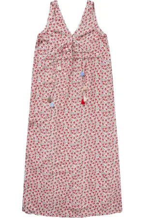 Munthe Kleedjes, Dames, Veelkleurig, L, Elegante bloemenjurk met kwastdetails