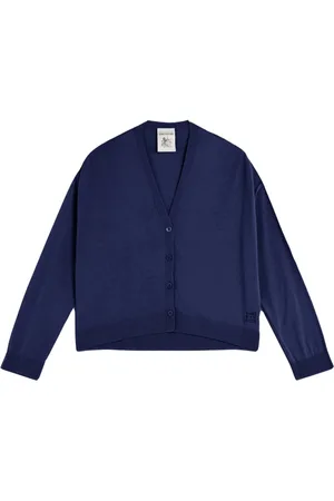 SEMICOUTURE Truien, Dames, Blauw, M, Katoen, Katoenen vest met geribbelde details