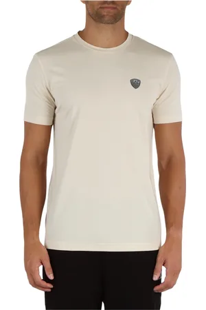 EA7 Tops, Heren, , M, Logo Patch Viscose T-shirt