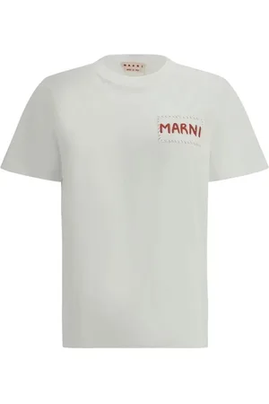 Marni Tops, Heren, Wit, L, Katoen, Monogram Patch Katoenen T-Shirt