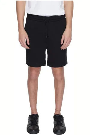 HUGO BOSS Korte broeken, Heren, Zwart, S, Katoen, Zwarte katoenen Bermuda shorts