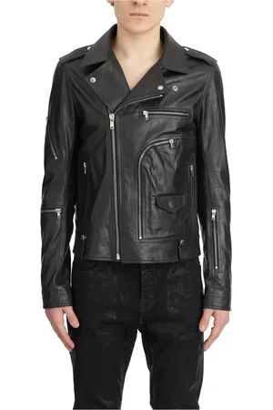 Rick Owens Jassen, Heren, Zwart, L, Zwarte leren jas Bauhaus Stooges