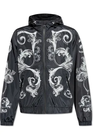 VERSACE Jassen, Heren, Zwart, L, Polyester, Jas met capuchon