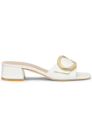 Stuart Weitzman Schoenen, Dames, , 36 EU, Leer, Artisanal Slide Sandaal met Gespdetail